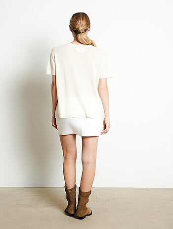 T-shirt col V manches courte femme en cachemire imprimé - RIA 9