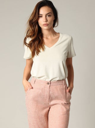 T-shirt col V manches courtes 'Deeluxe'