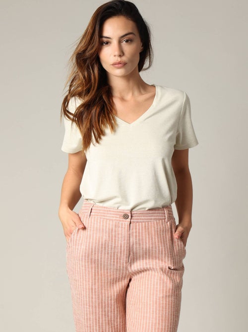 T-shirt col V manches courtes 'Deeluxe' - Kiabi