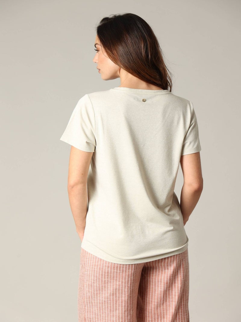 T-shirt col V manches courtes 'Deeluxe' Blanc - Kiabi