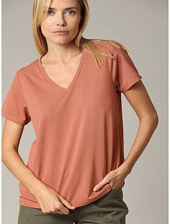 T-shirt col V manches courtes 'Deeluxe'