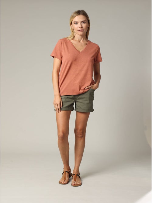 T-shirt col V manches courtes 'Deeluxe' - Kiabi