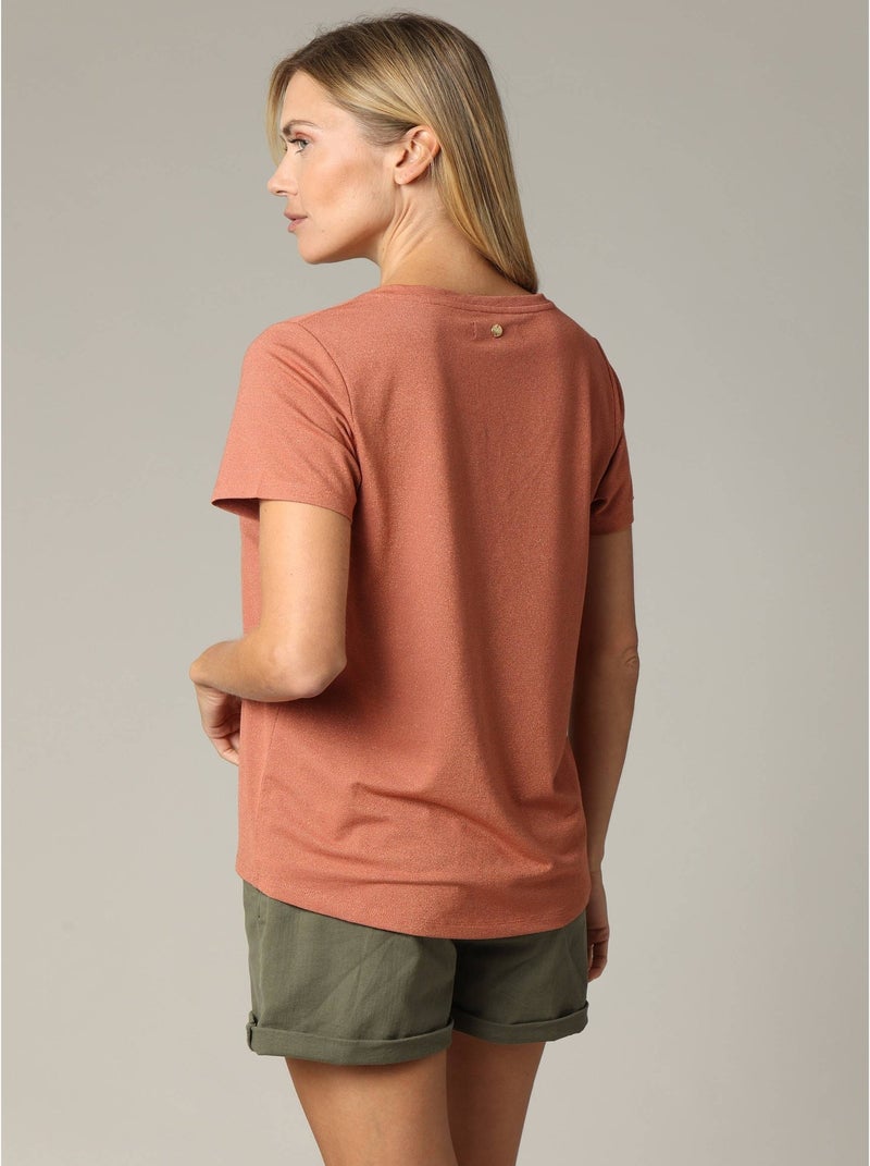 T-shirt col V manches courtes 'Deeluxe' Rouge brique - Kiabi