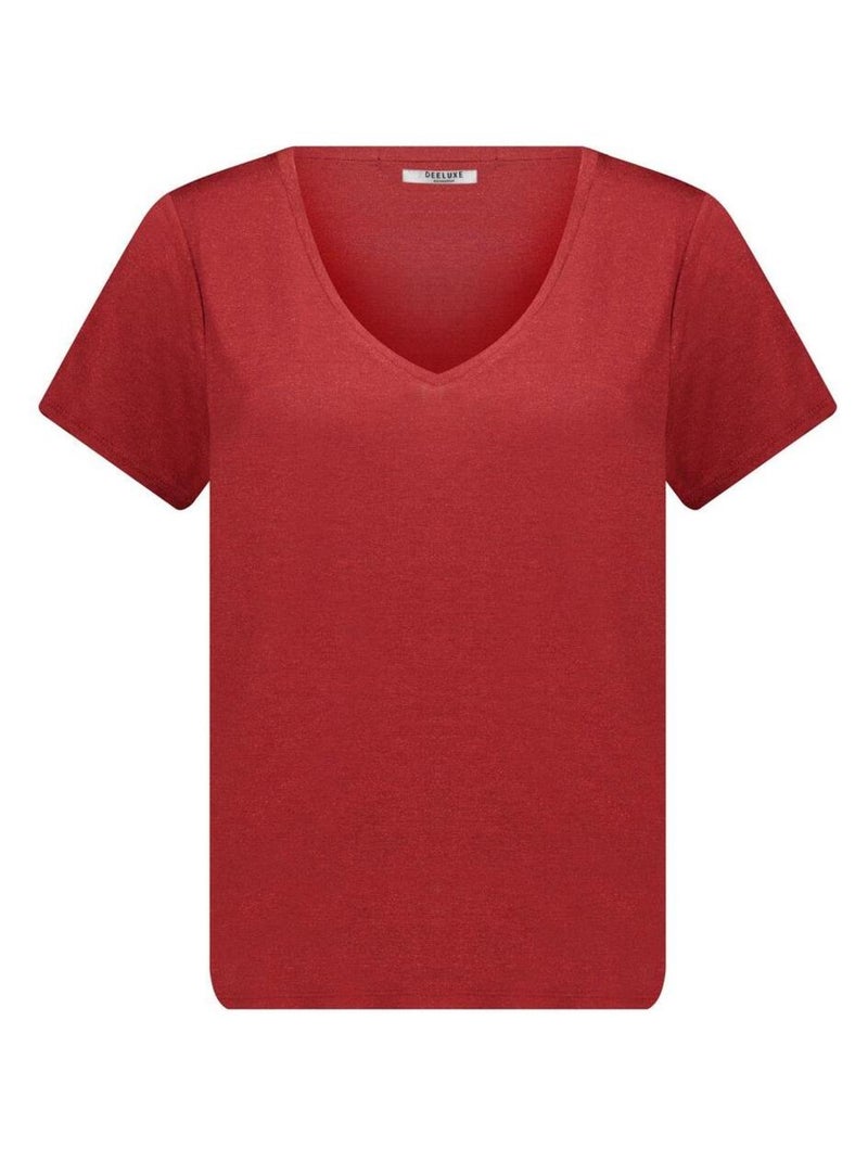 T-shirt col V manches courtes 'Deeluxe' Rouge - Kiabi