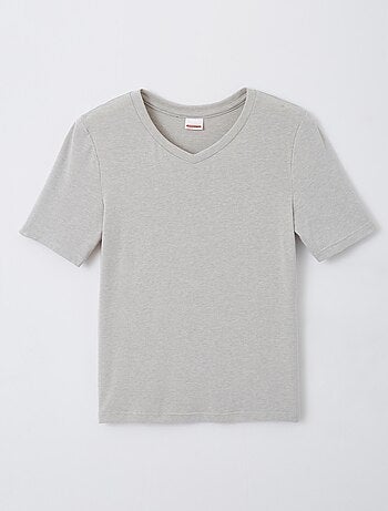 T-shirt col V manches courtes fine côte Thermolactyl Sensitive - Damart