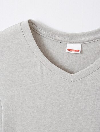 T-shirt col V manches courtes fine côte Thermolactyl Sensitive - Damart