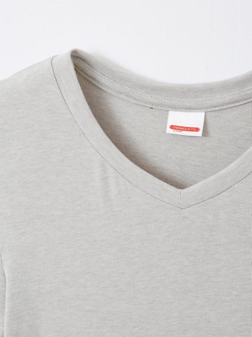 T-shirt col V manches courtes fine côte Thermolactyl Sensitive - Damart - Kiabi