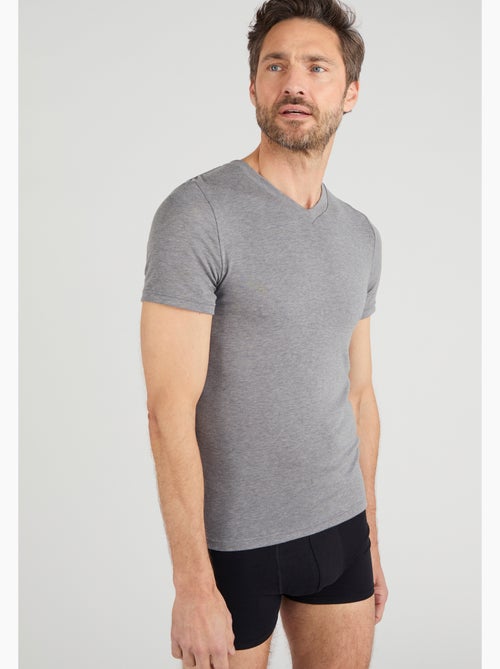 T-shirt col V manches courtes fine côte Thermolactyl Sensitive - Damart - Kiabi