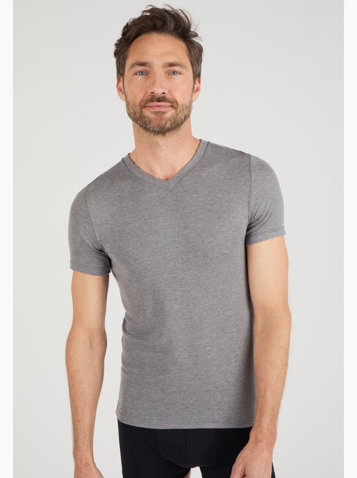T-shirt col V manches courtes fine côte Thermolactyl Sensitive - Damart - Kiabi