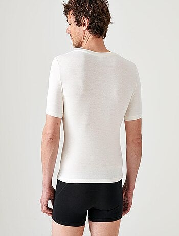 T-shirt col V manches courtes fine côte Thermolactyl Sensitive thermique - Damart