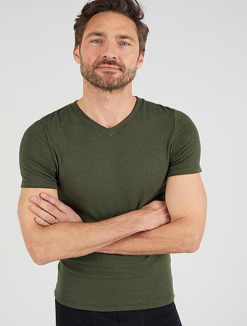 T-shirt col V manches courtes fine côte Thermolactyl Sensitive thermique - Damart