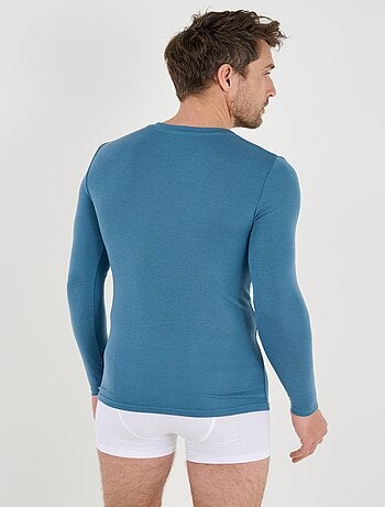T-shirt col V manches longues fine côte Thermolactyl Sensitive - Damart