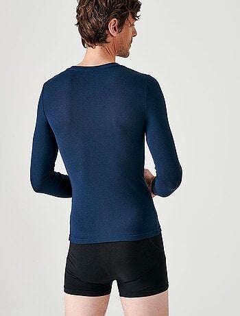 T-shirt col V manches longues fine côte Thermolactyl Sensitive - Damart