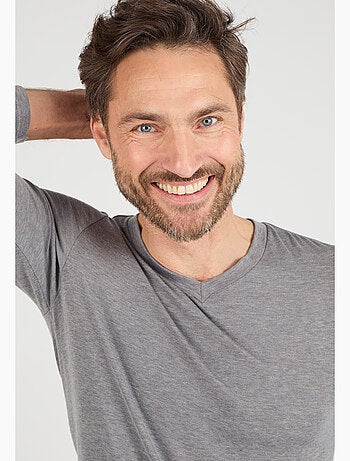 T-shirt col V manches longues fine côte Thermolactyl Sensitive thermique - Damart