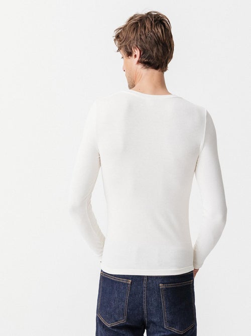 T-shirt col V manches longues fine côte Thermolactyl Sensitive thermique - Damart - Kiabi