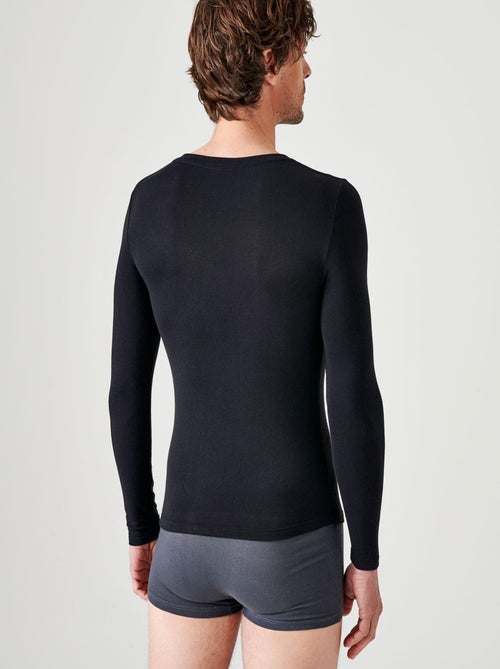 T-shirt col V manches longues fine côte Thermolactyl Sensitive thermique - Damart - Kiabi