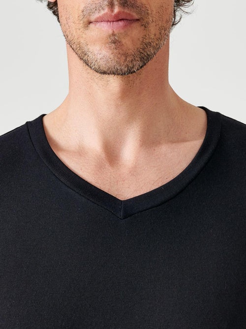 T-shirt col V manches longues fine côte Thermolactyl Sensitive thermique - Damart - Kiabi