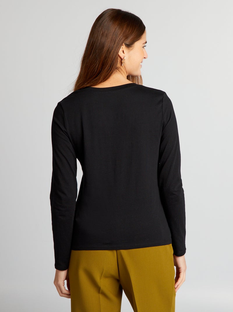 T-shirt col V Noir - Kiabi