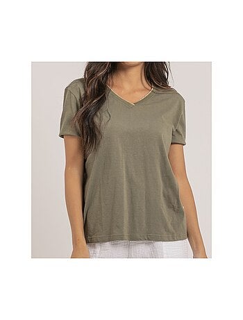 T-shirt col V pur coton FAMIA