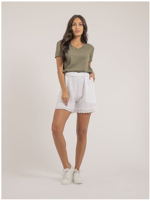 T-shirt col V pur coton FAMIA - Kiabi