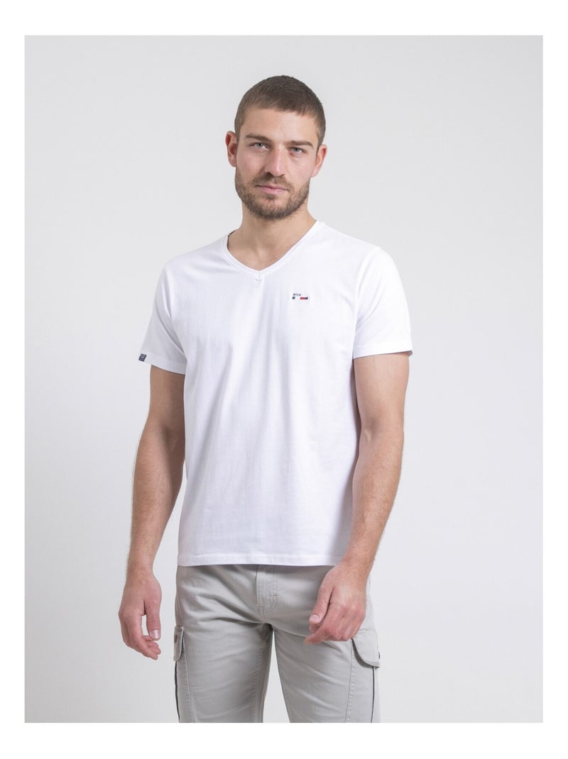 T-shirt col V pur coton NERIJ Blanc - Kiabi
