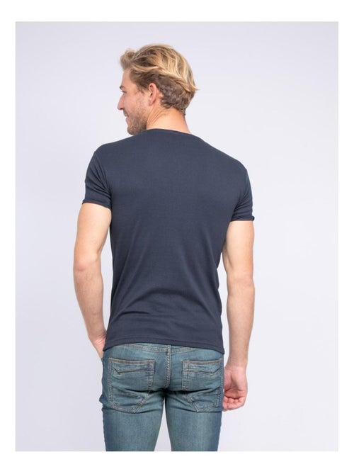 T-shirt col V pur coton organique WORD - Kiabi