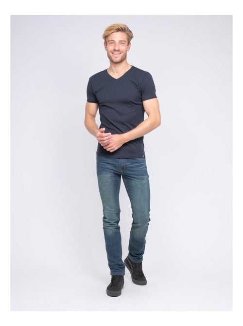 T-shirt col V pur coton organique WORD - Kiabi