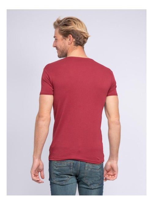 T-shirt col V pur coton organique WORD - Kiabi