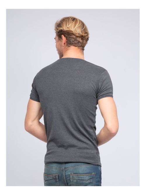 T-shirt col V pur coton organique WORD - Kiabi