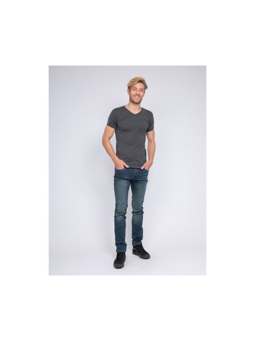 T-shirt col V pur coton organique WORD - Kiabi