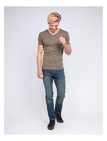 T-shirt col V pur coton organique WORD