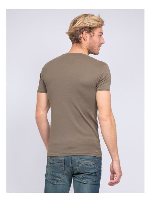 T-shirt col V pur coton organique WORD - Kiabi