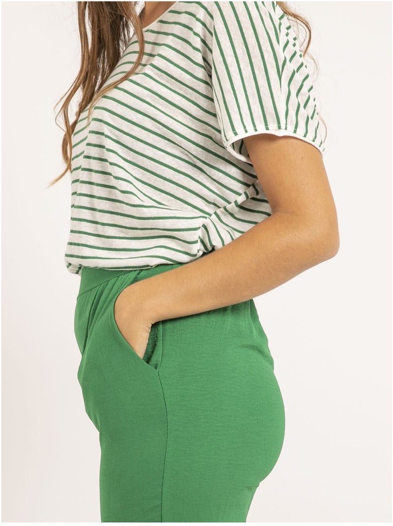 T shirt col V rayures FERKUS Vert - Kiabi