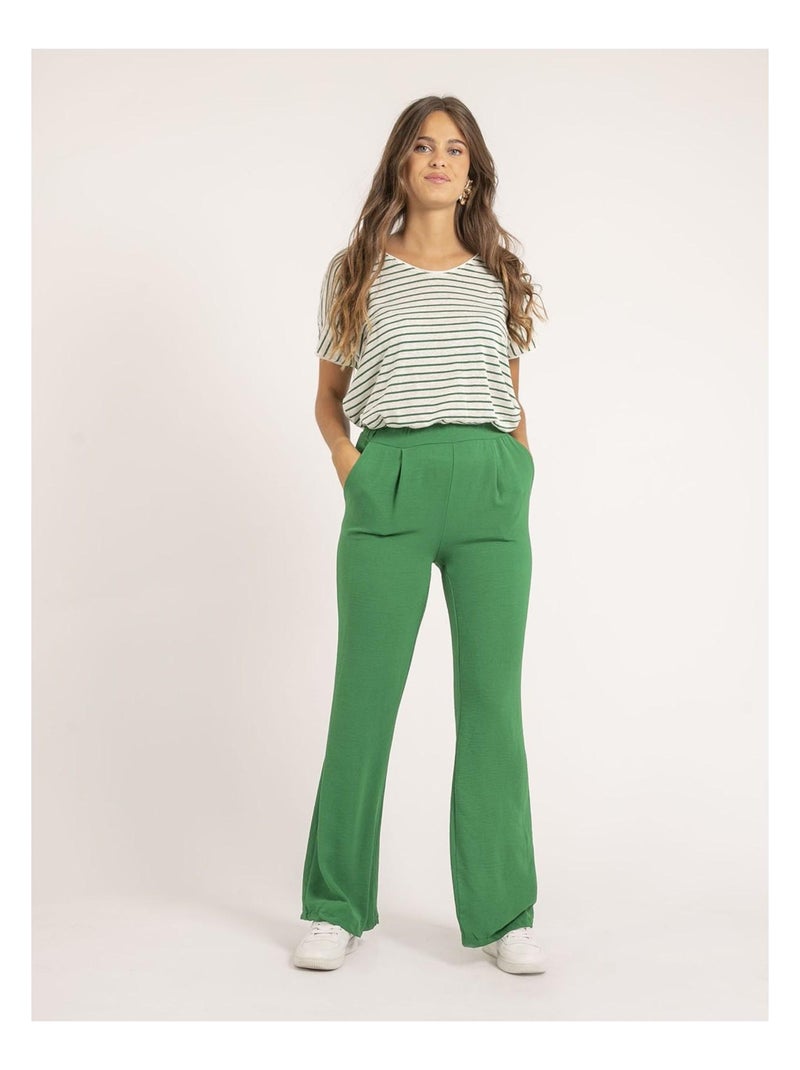 T shirt col V rayures FERKUS Vert - Kiabi