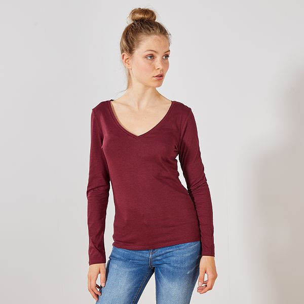 tee shirt rouge bordeaux femme