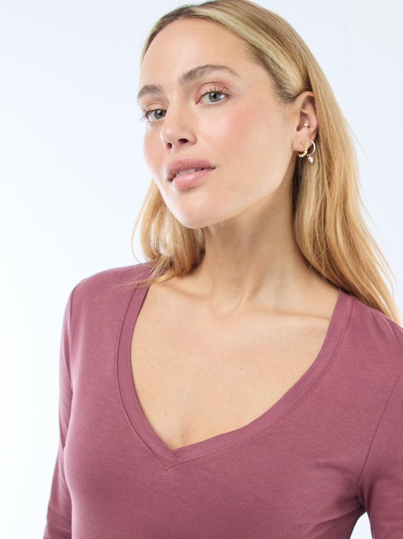 T-shirt col V Rouge - Kiabi