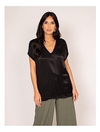 T-shirt col V satin FENTA