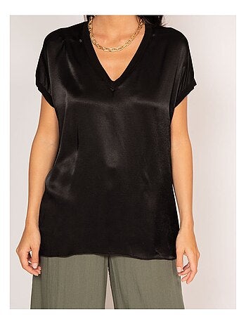 T-shirt col V satin FENTA