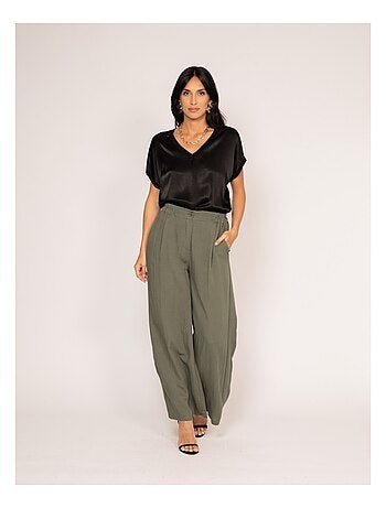 T-shirt col V satin FENTA