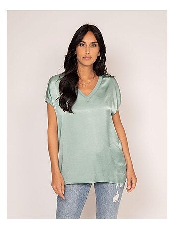 T-shirt col V satin FENTA