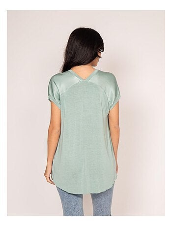 T-shirt col V satin FENTA