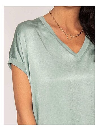 T-shirt col V satin FENTA