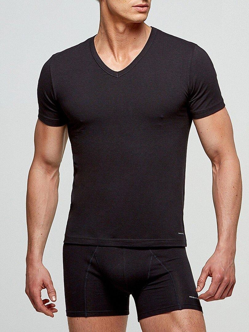 T-shirt col V tricot de peau innovation régulateur de température Noir - Kiabi