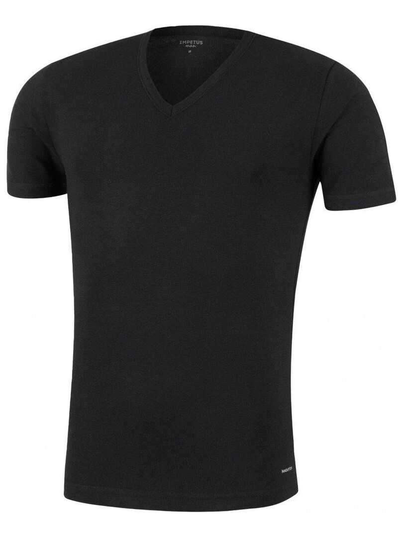 T-shirt col V tricot de peau innovation régulateur de température Noir - Kiabi