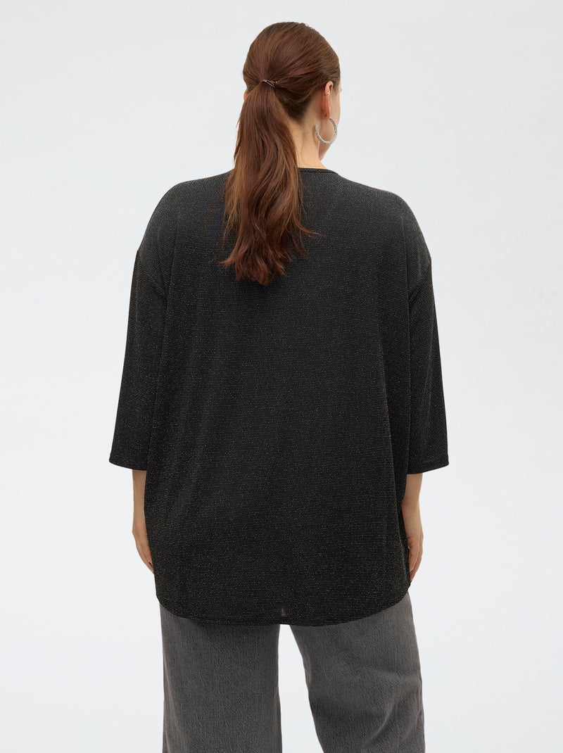 T-shirt col V 'Veromoda' uni Noir - Kiabi