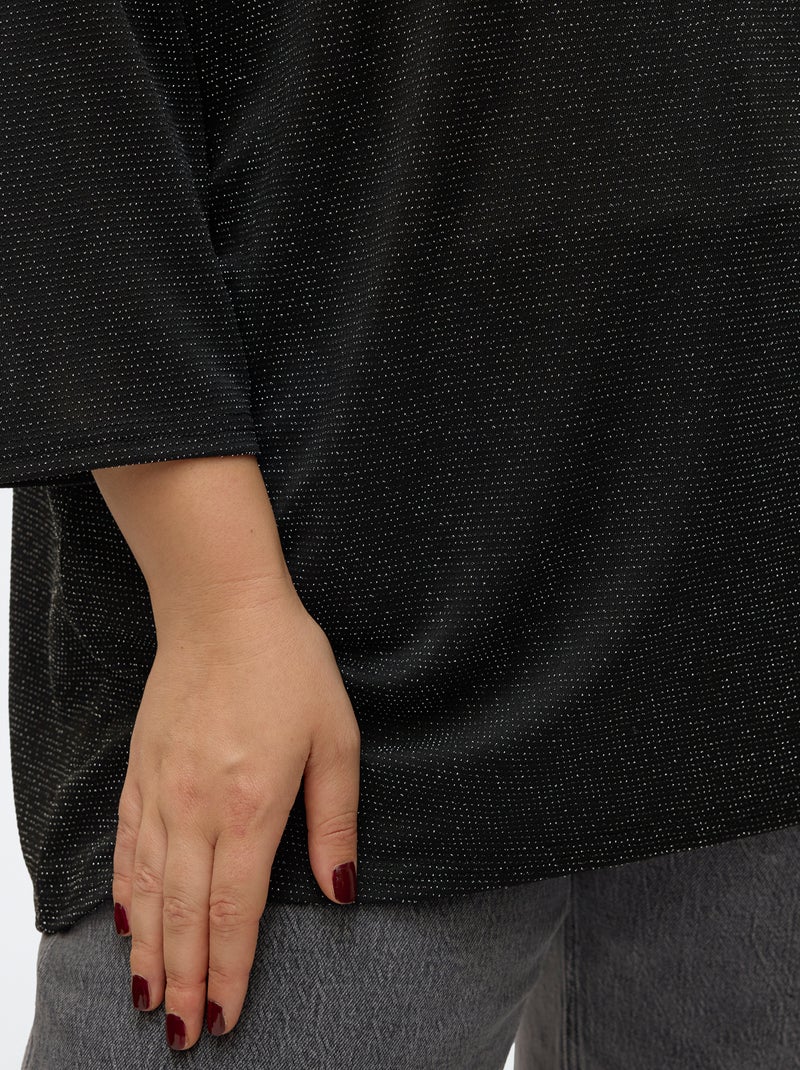 T-shirt col V 'Veromoda' uni Noir - Kiabi