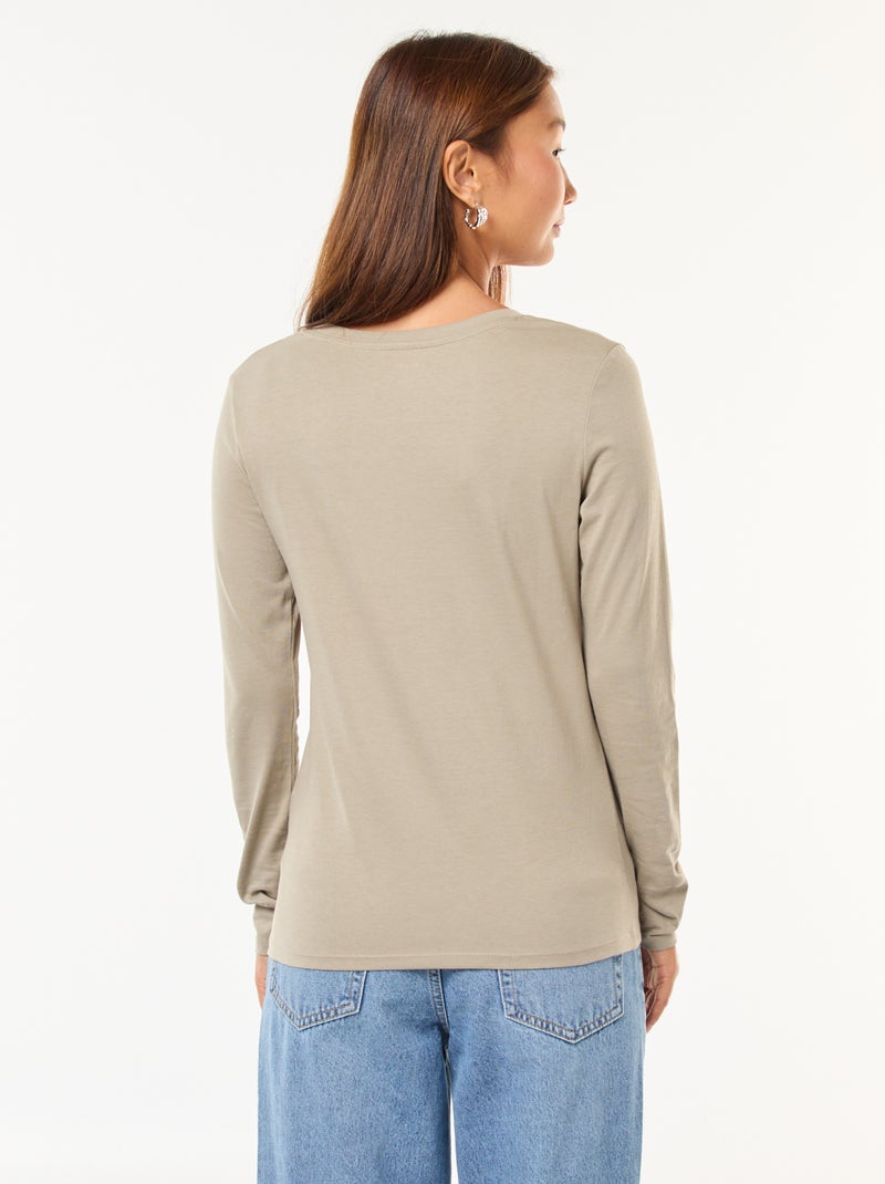 T-shirt col V Vert - Kiabi