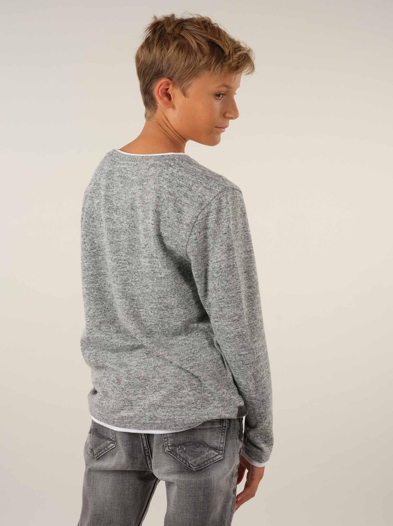 T-shirt col v viscose 'Deeluxe' Gris clair - Kiabi