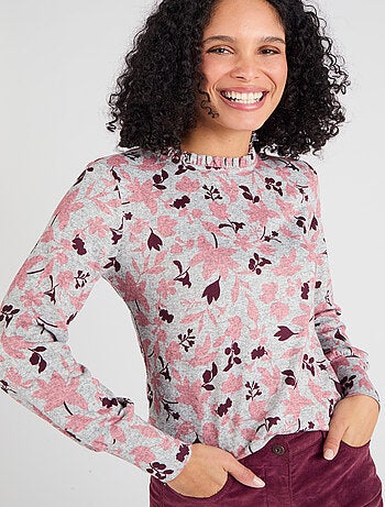 T-shirt col volanté maille chaude Thermolactyl - Damart
