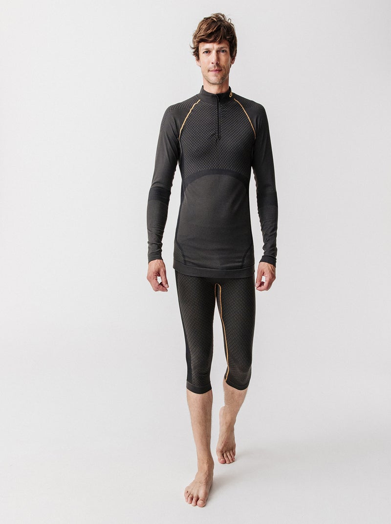 T-shirt col zippé Activ Body Thermolactyl 3 homme - DamartSport Noir - Kiabi